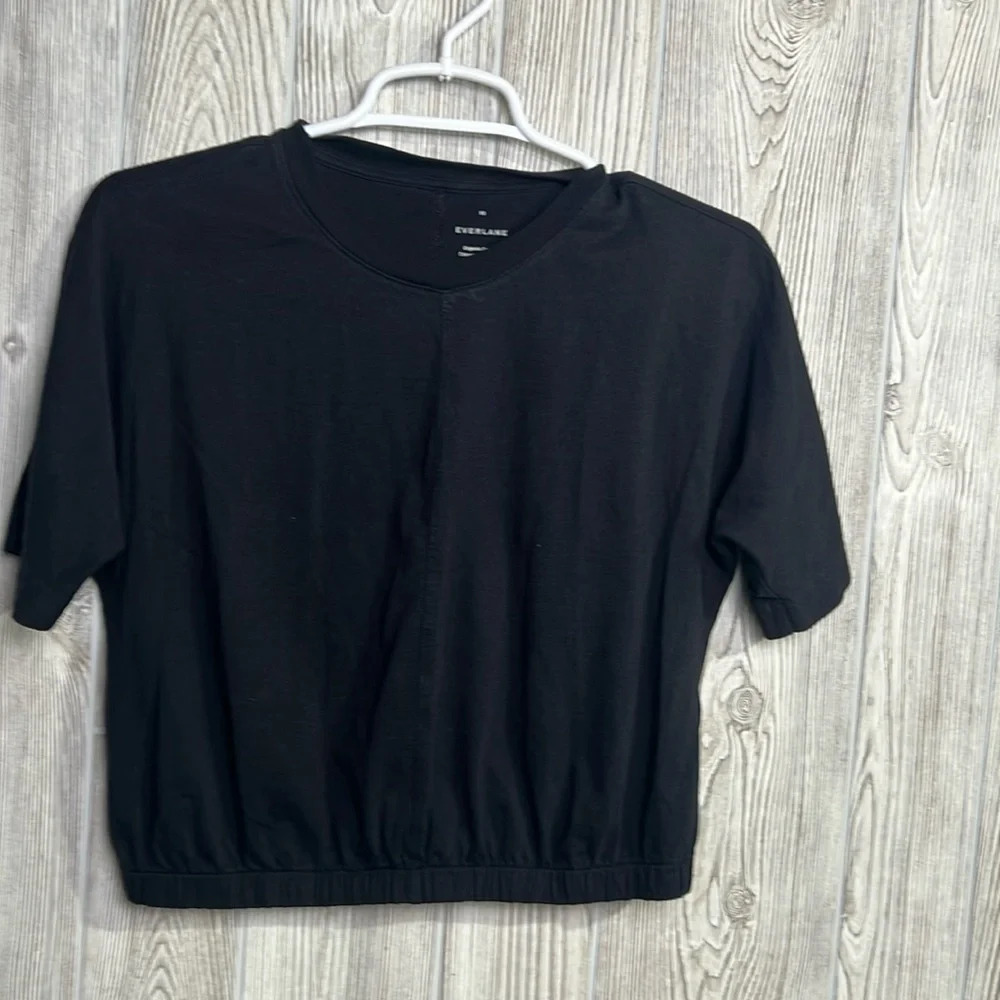 Everlane Cropped Organic Cotton T-Shirt Black Xs
